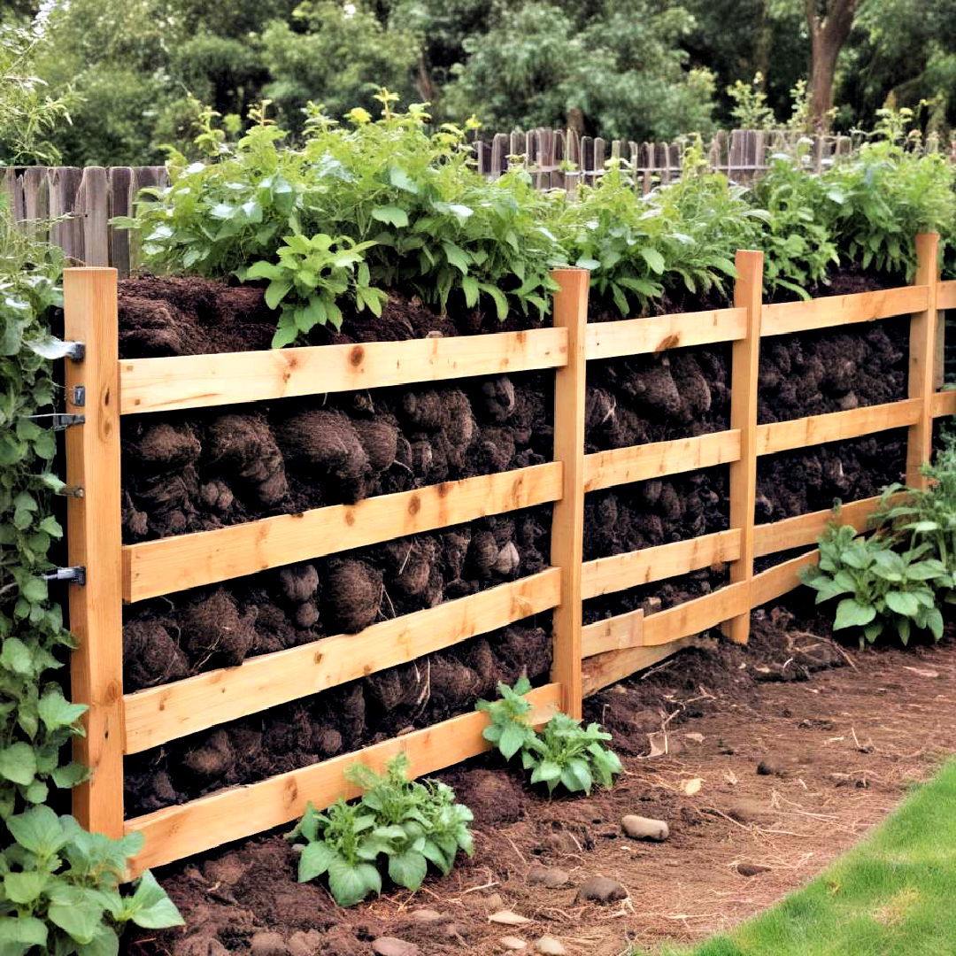 dual purpose compost bin fence - 40 Garden Fence Ideas