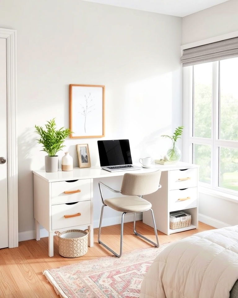 dual purpose desk space for bedroom office - 40 Bedroom Office Ideas