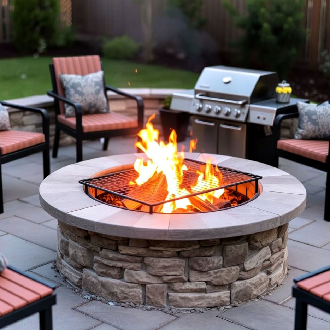 dual purpose fire pit bbq combo - 40 Bbq Area Ideas