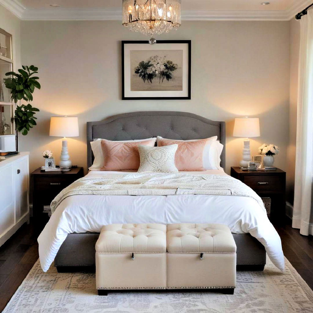dual purpose storage ottoman - 25 Small Guest Bedroom Ideas