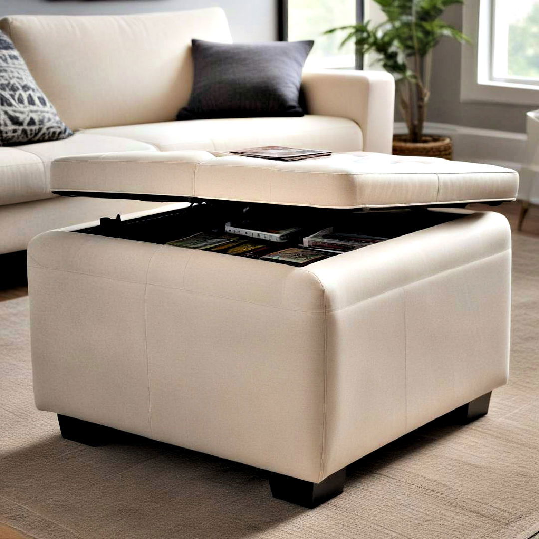 dual purpose storage ottoman - 25 Small Game Room Ideas