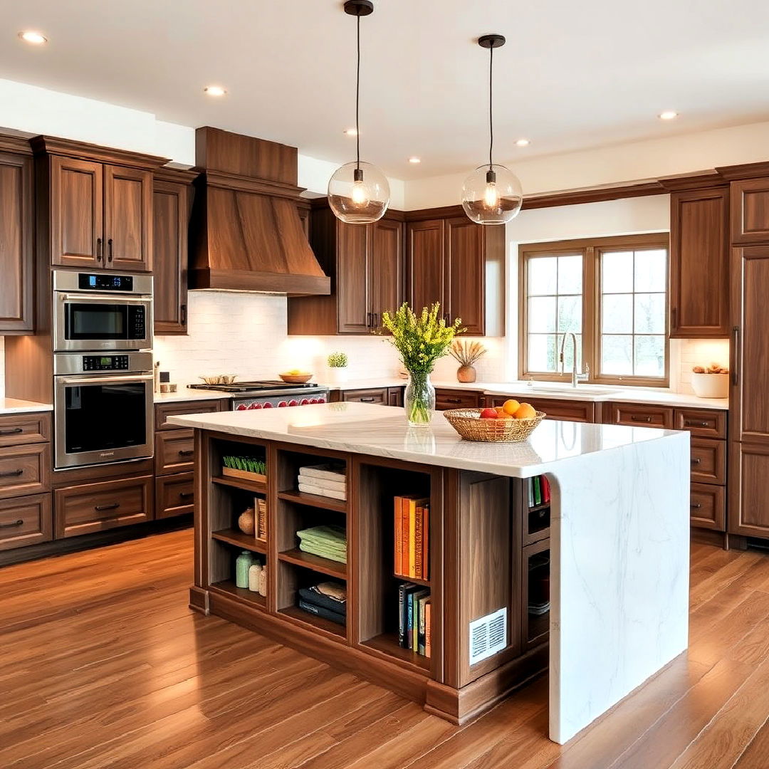 dual purpose waterfall kitchen - 15 Waterfall Kitchen Island Ideas