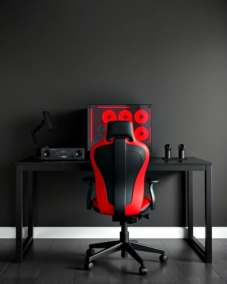 dual tone gaming setup ideas - 20 Red and Black Gaming Setup Ideas