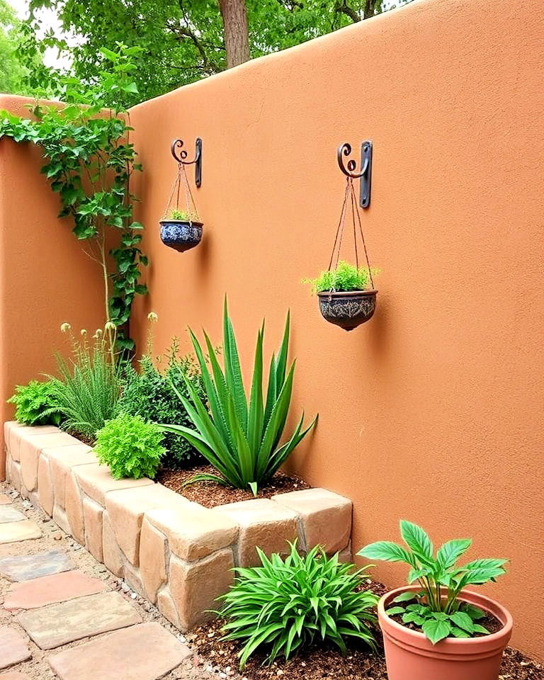 durable adobe garden walls - 25 Mexican Garden Ideas