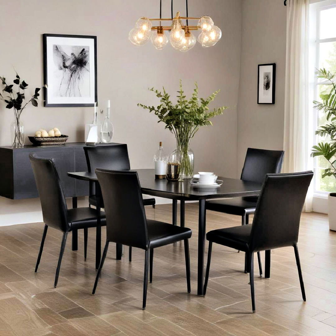 durable black leather dining chairs - 30 Black Dining Room Ideas