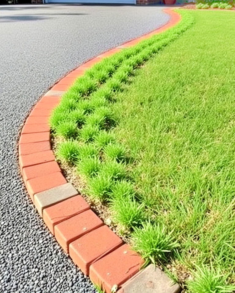 durable brick border - 30 Driveway Edging Ideas
