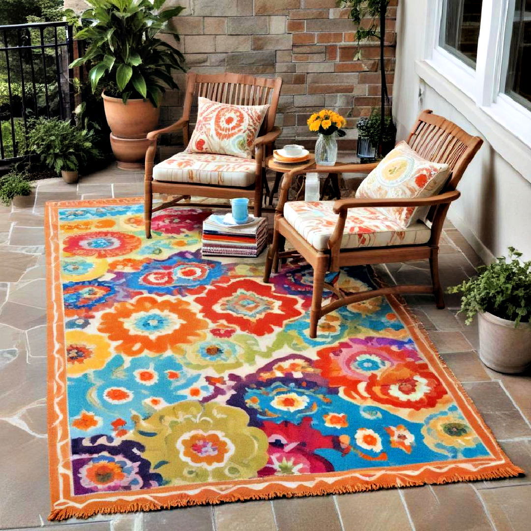 durable bright outdoor rug - 40 Small Patio Ideas on a Budget