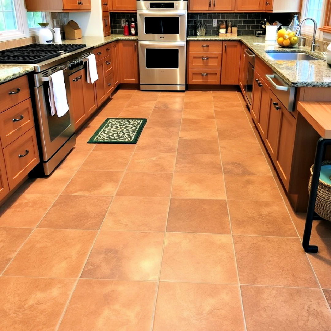 durable brown tile flooring - 20 Brown Kitchen Ideas