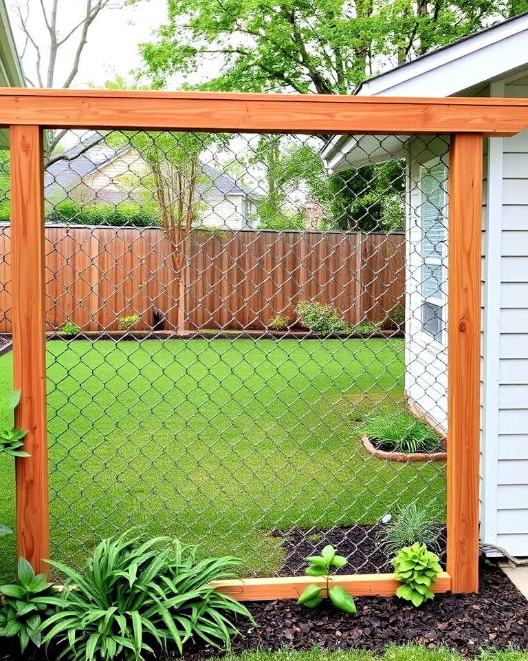 durable chain link fence with wooden frames - 25 Metal and Wood Fence