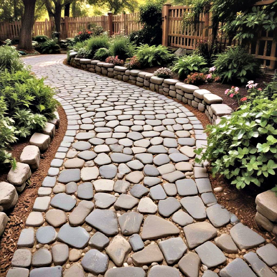 durable cobblestone walkway - 40 Backyard Walkway Ideas