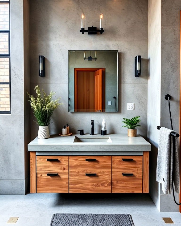 durable concrete countertop - 30 Concrete Bathroom Ideas