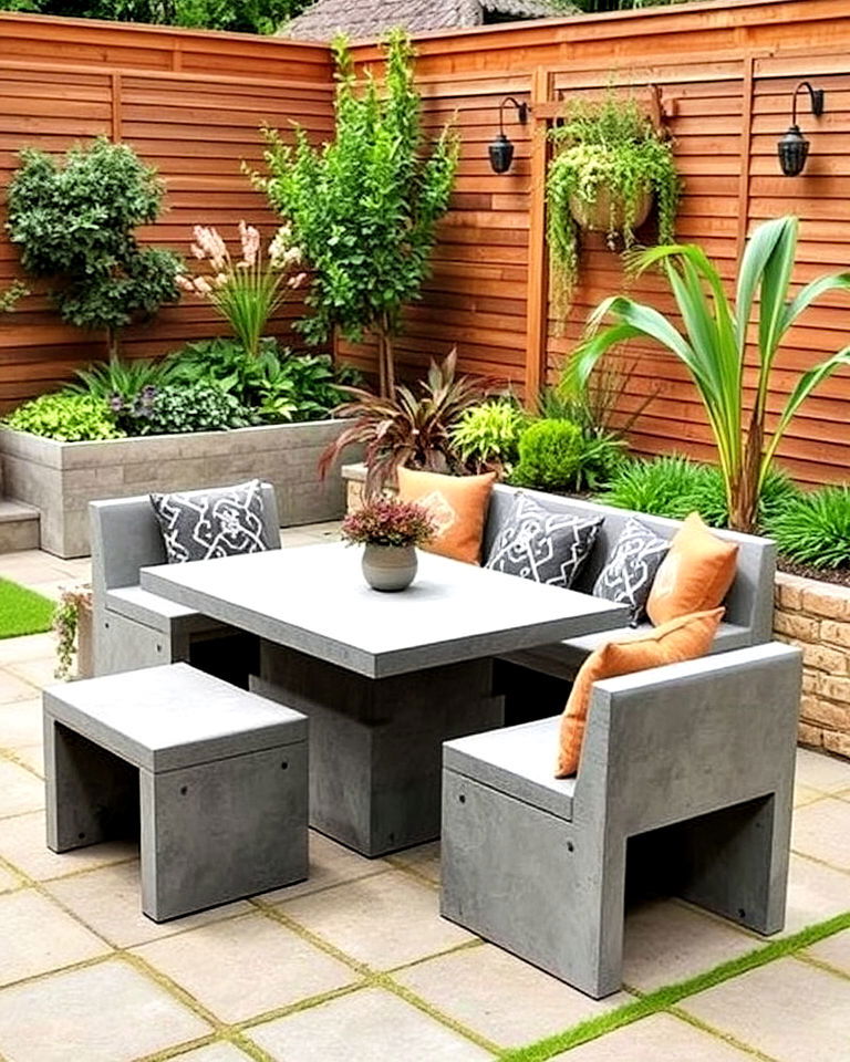 durable concrete furniture for garden - 25 Concrete Garden Ideas