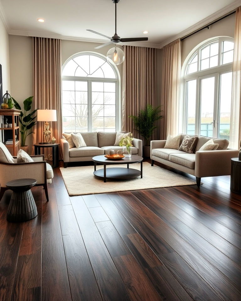 durable dark brown vinyl floor - 30 Dark Brown Floor Living Room Ideas