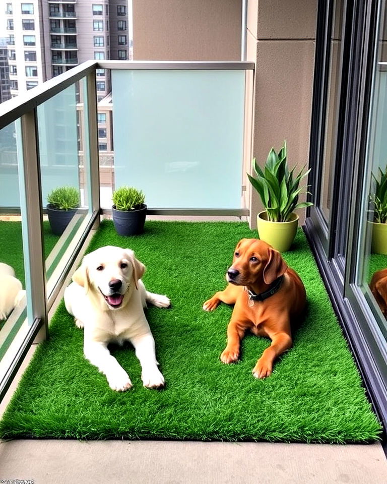 durable dog friendly turf installation - 20 Dog Balcony Ideas