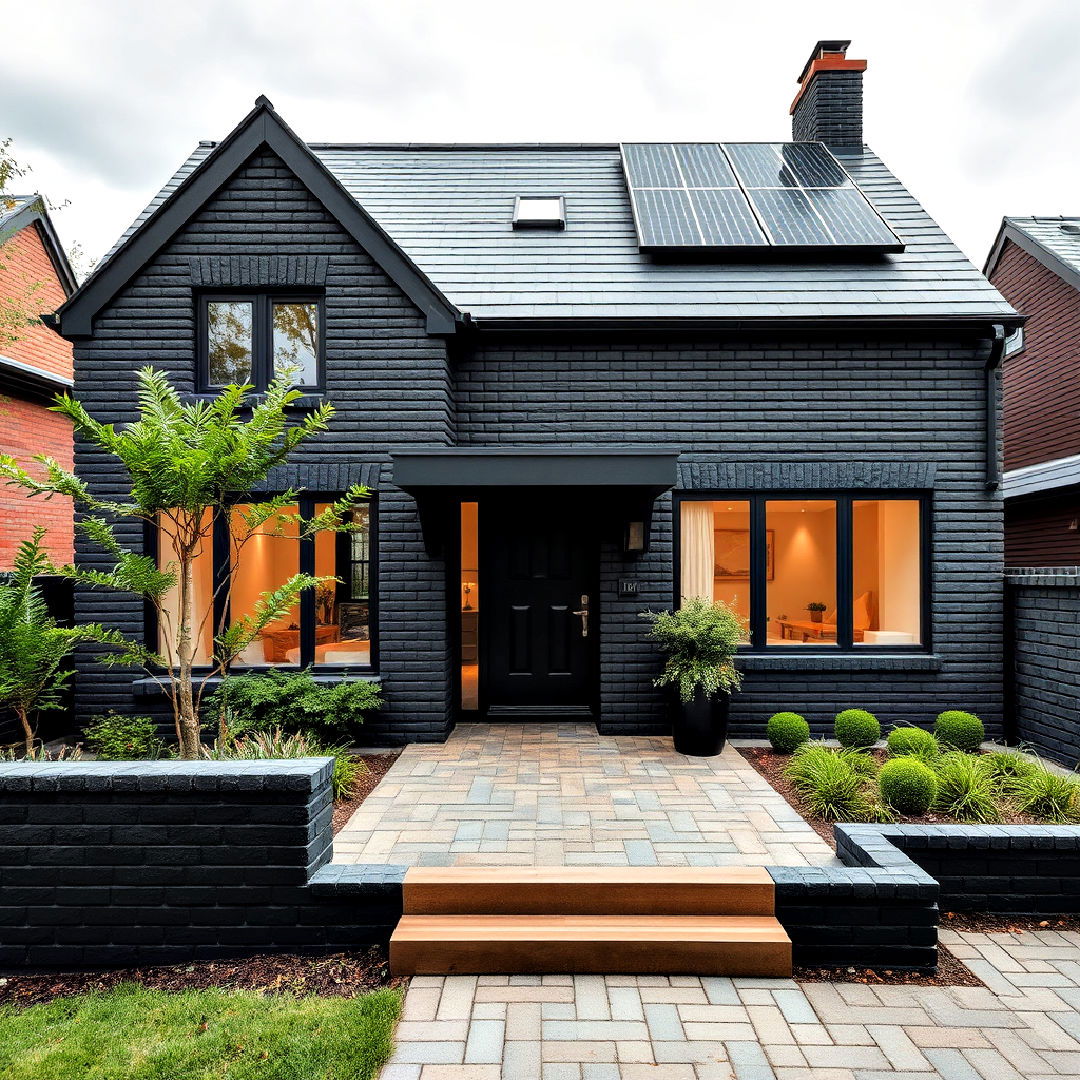 durable eco friendly home design - 40 Black Brick House Exteriors