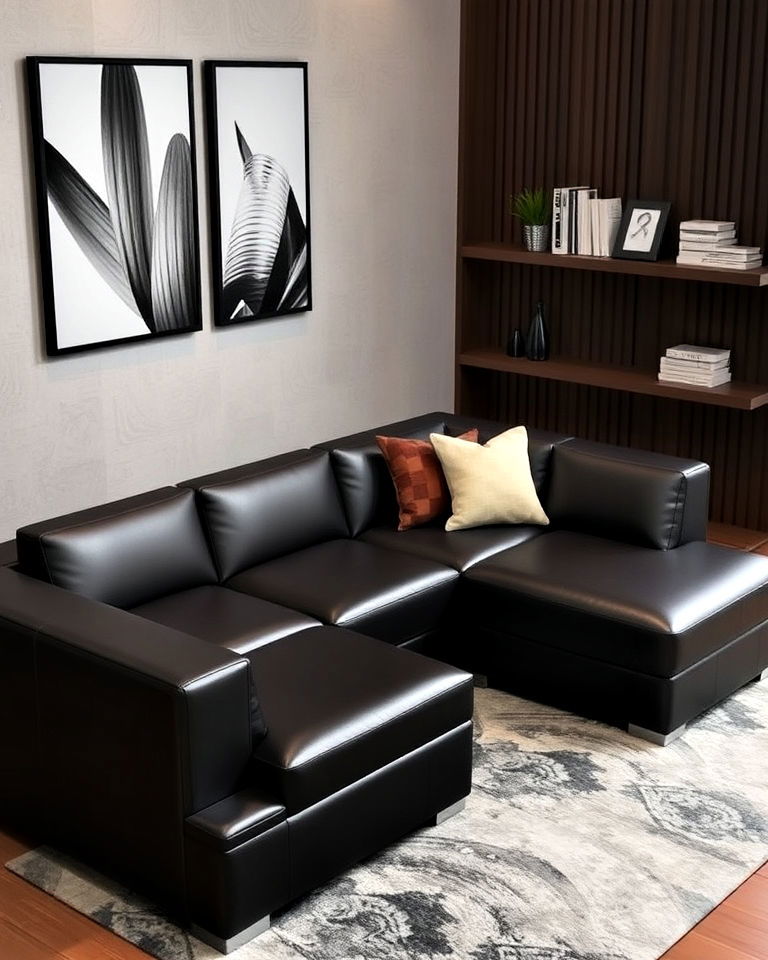 durable faux leather sectional - 30 Small Living Room Sectional Layout Ideas