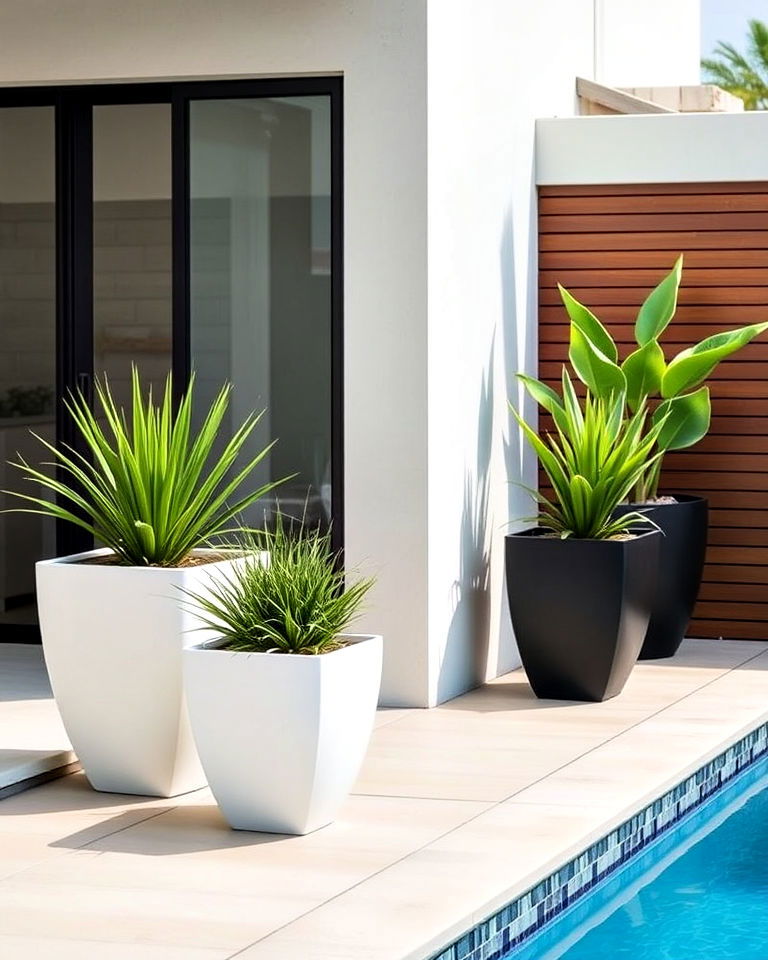 durable fiberglass planters - 30 Pool Planter Ideas