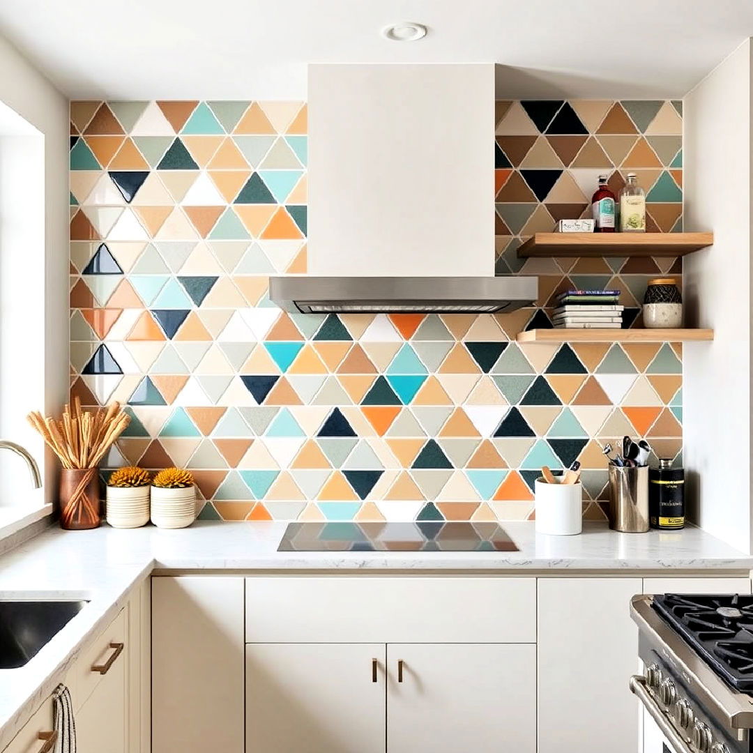 durable geometric tile mosaic - 25 Geometric Accent Wall Ideas