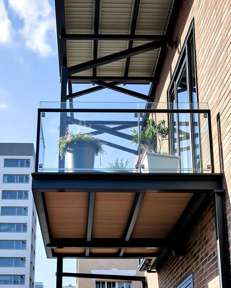 durable glass and steel combination - 25 Glass Balcony Design Ideas