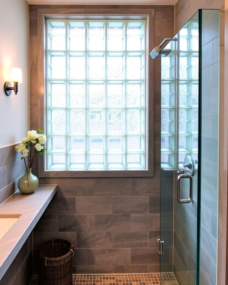 durable glass block window - 30 Shower Window Ideas