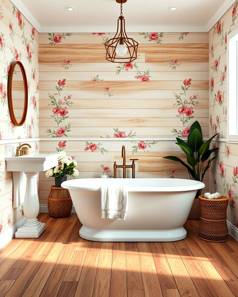 durable hardwood floor for bathroom - 25 Ideas for Wood Floors in Bathrooms