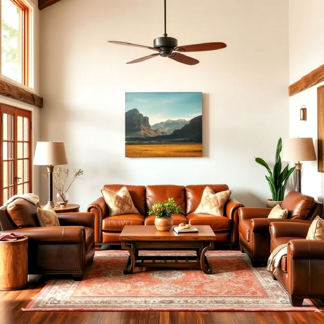 durable leather furniture accents - 25 Southwestern Living Room Ideas