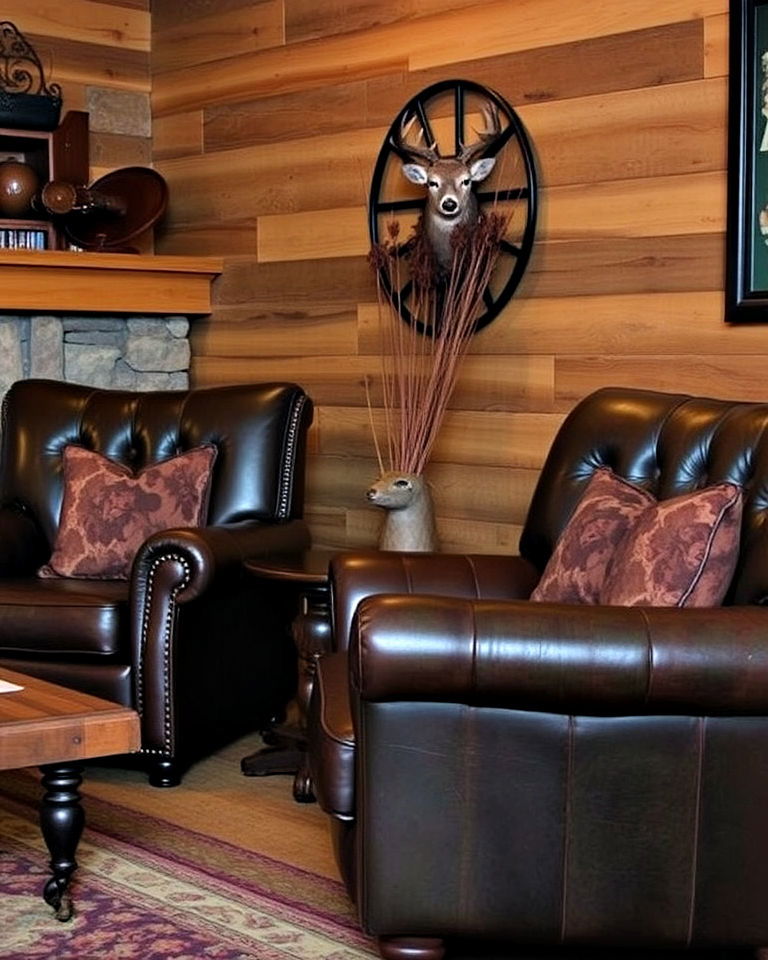 durable leather seating - 25 Hunting Room Ideas