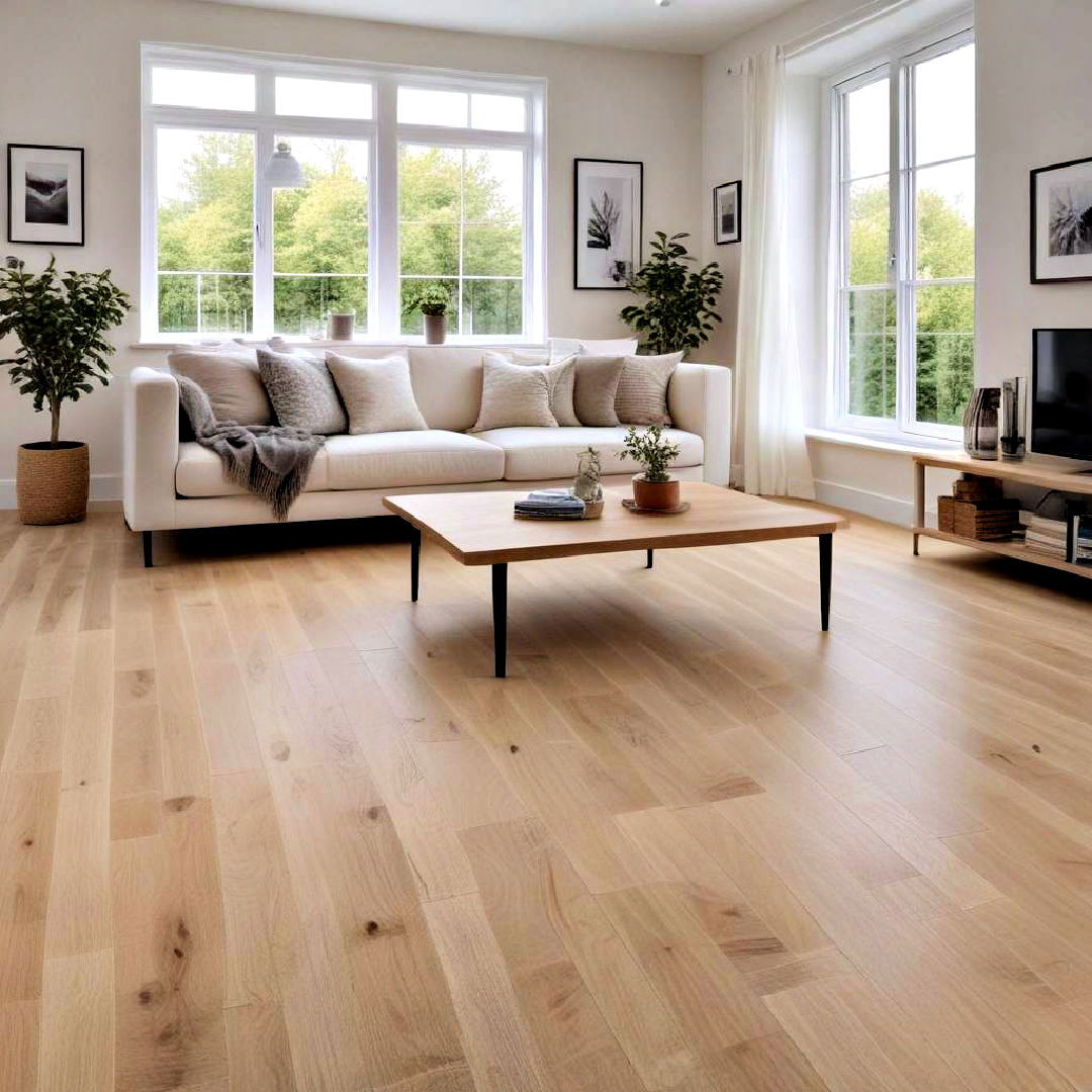 durable light wood flooring - 40 Neutral Living Room Ideas