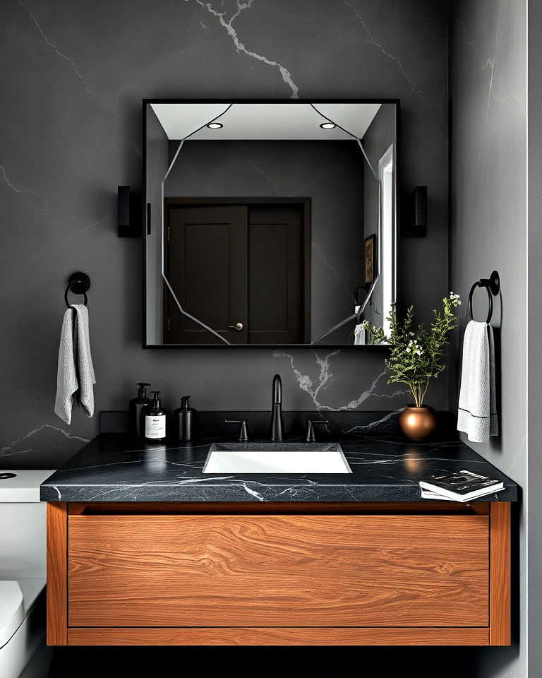 durable marble countertop - 20 Masculine Bathroom Ideas