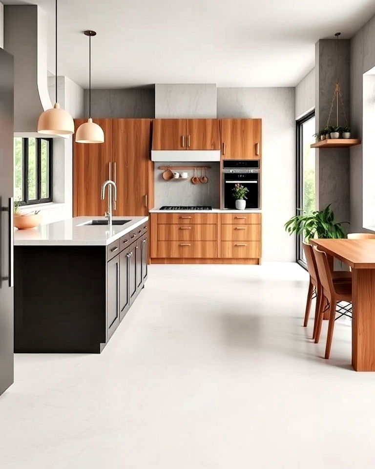 durable microcement flooring - 20 Microcement Kitchen Ideas