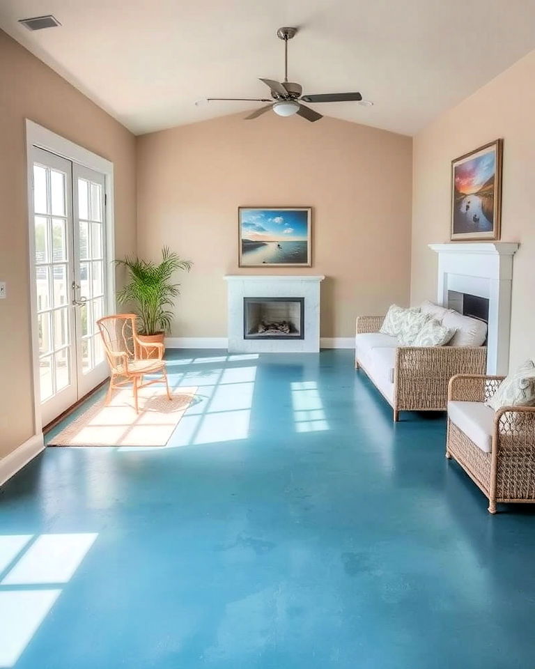 durable ocean blue stained concrete floor - 25 Stained Concrete Floors