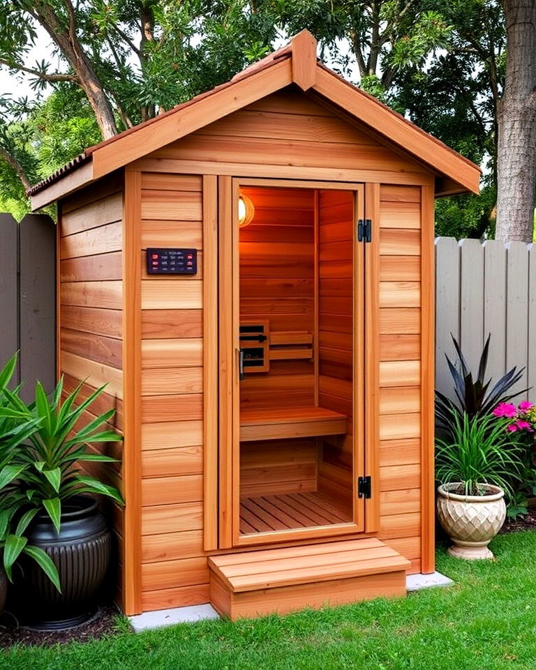 durable outdoor sauna for spa like experience - 30 Florida Backyard Ideas
