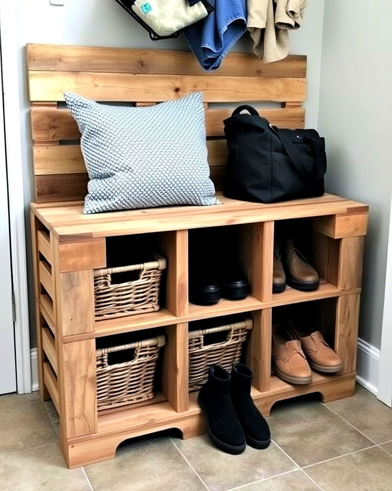 durable pallet mudroom bench - 40 Pallet Furniture Ideas