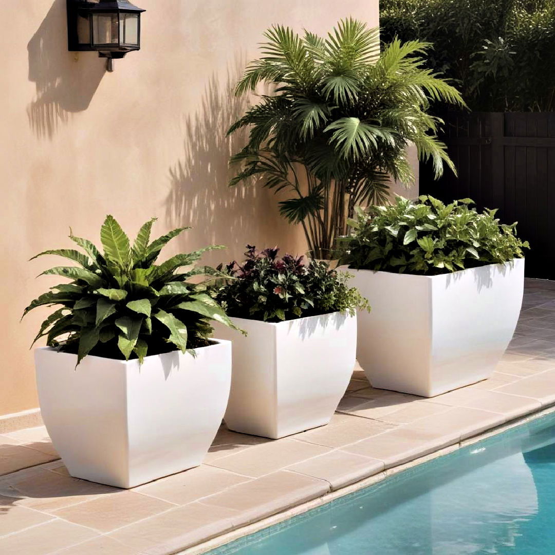 durable poolside planters - 20 Pool Furniture Ideas