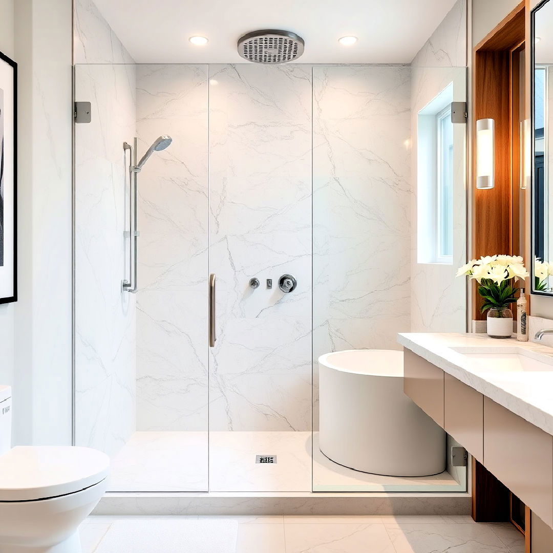 durable quartz tiles for walk in shower - 30 Walk-in Shower Tile Ideas