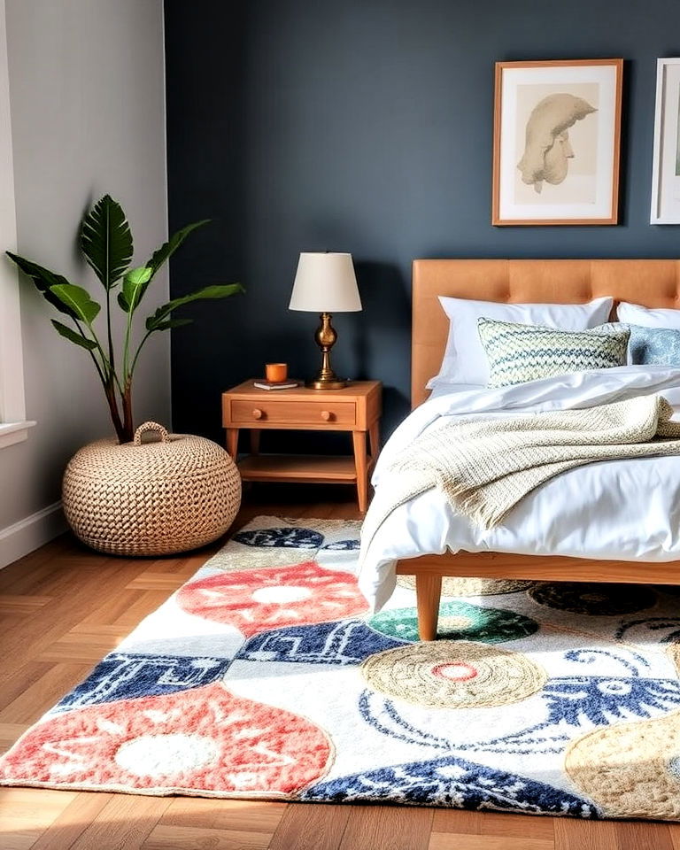 durable recycled material rug - 30 Bedroom Rug Ideas