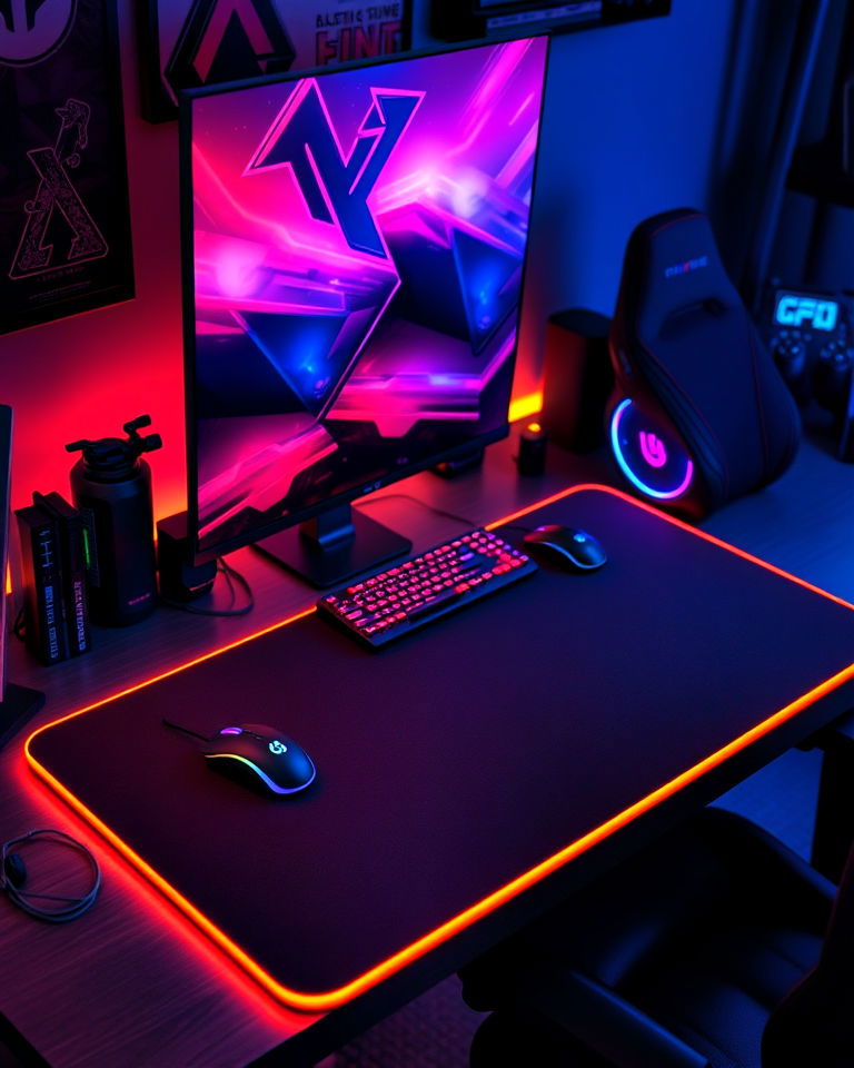 durable rgb gaming mouse pad - 20 Gamer Girl Room Ideas