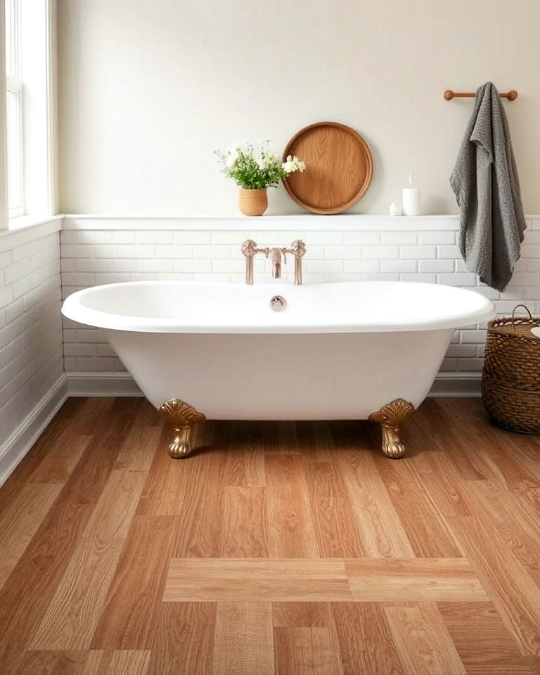 durable rustic wood look tiles - 40 Bathtub Tile Ideas