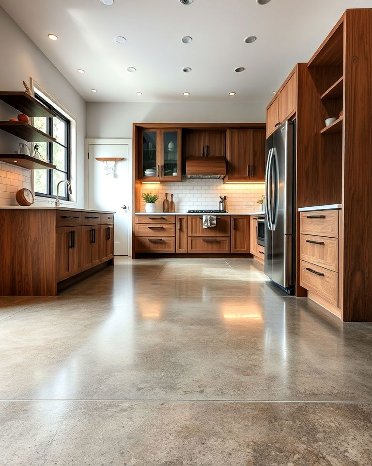durable sealed concrete kitchen floor - 25 Concrete Floor Kitchen Ideas