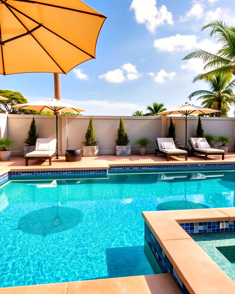 durable sleek poolside lounging area - 20 Rectangle Pool With Hot Tub