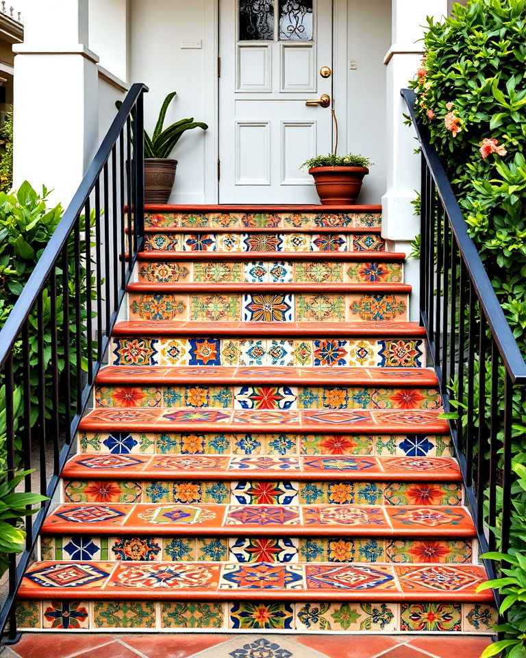 durable spanish tile stair risers - 25 Spanish Bungalow Exterior Ideas
