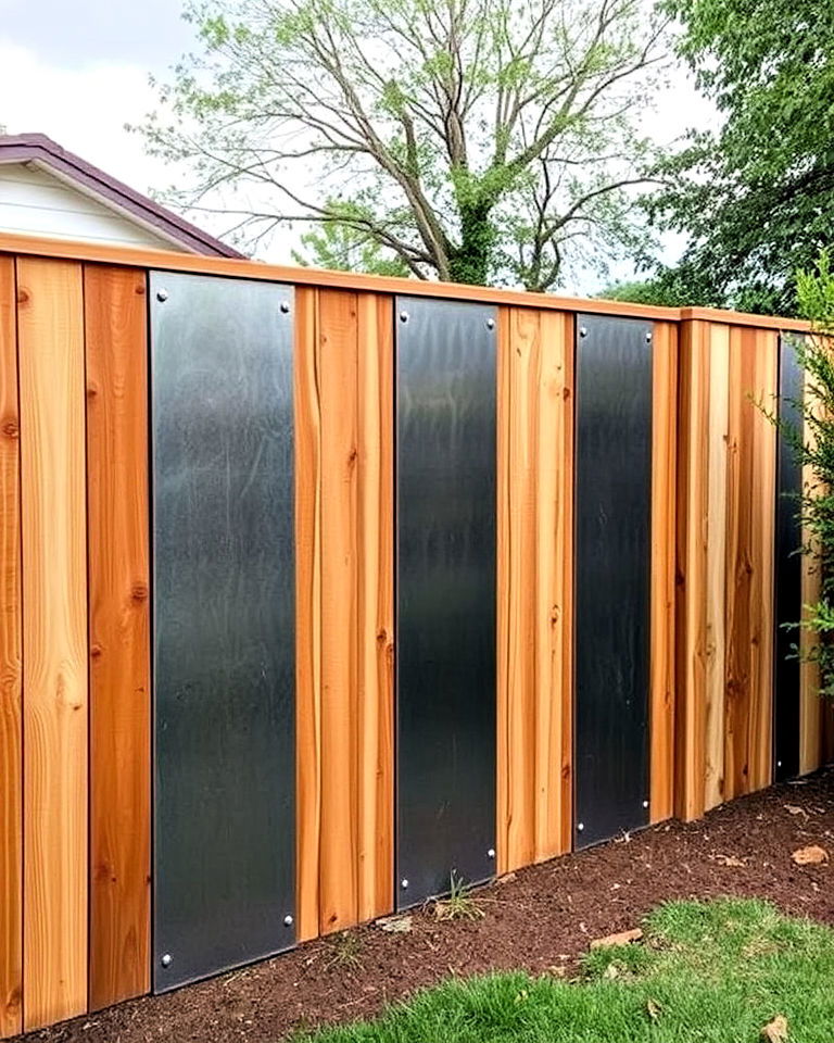 durable split wood fence with metal panels - 25 Metal and Wood Fence
