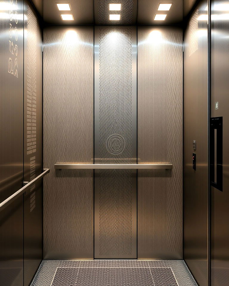 durable stainless steel with patterned finishes - 25 Elevator Design Ideas