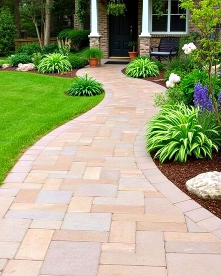 durable stamped concrete path - 30 Garden Path Ideas