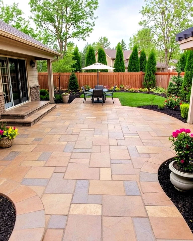 durable stamped concrete patio - 25 Concrete Landscaping Ideas