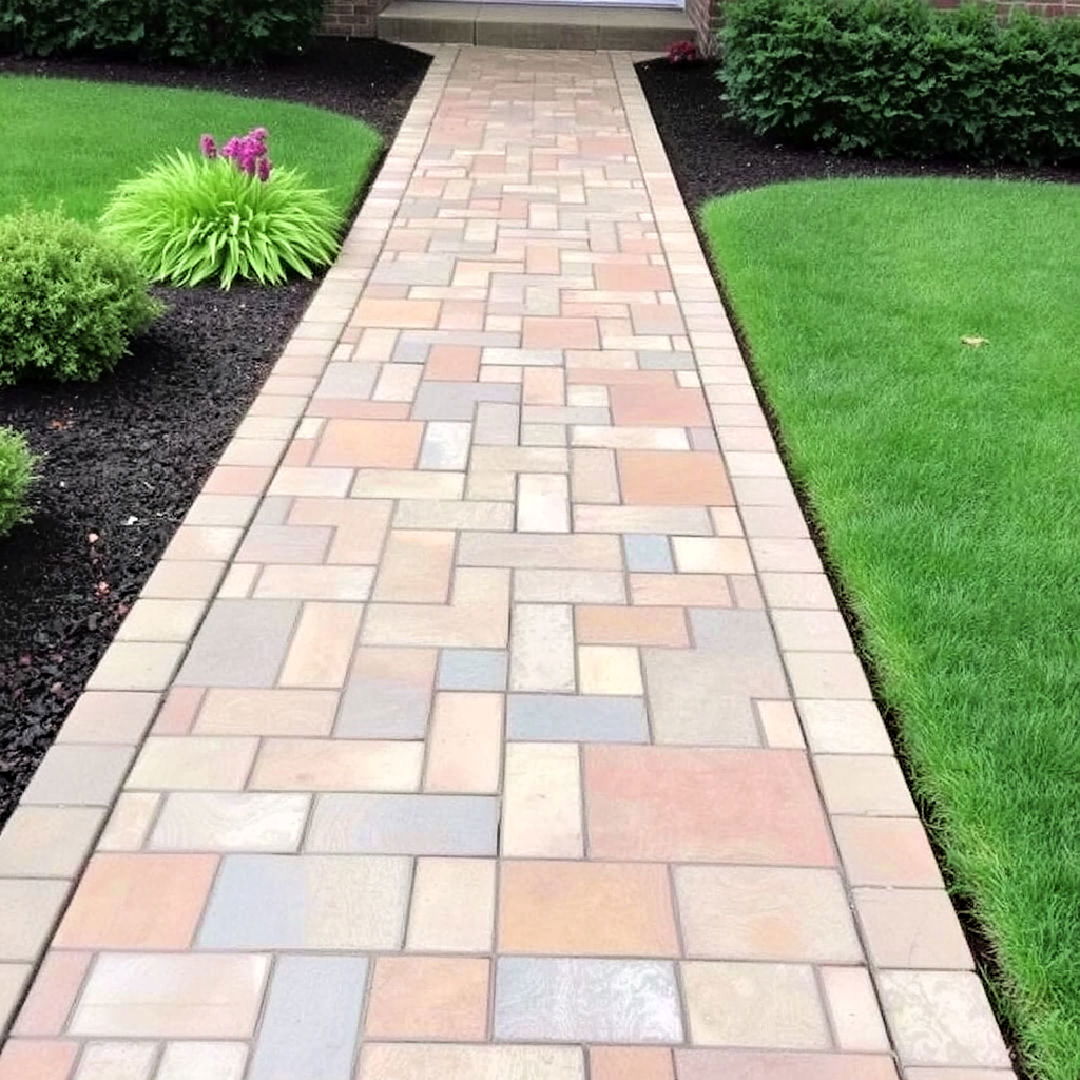 durable stamped concrete paver - 30 Paver Walkway Ideas
