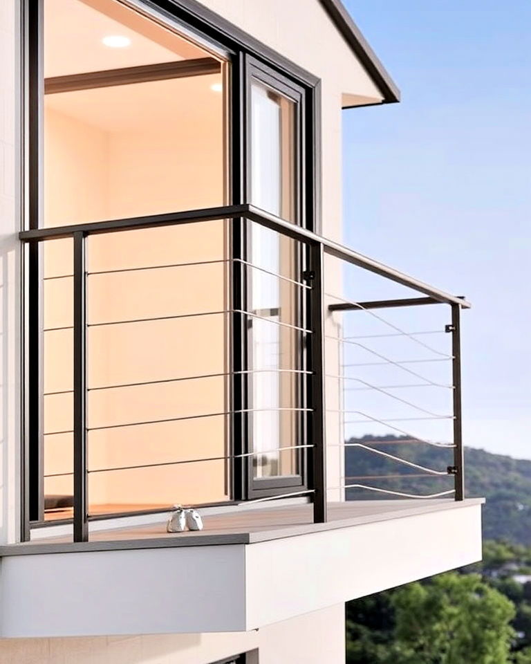 durable steel and cable railing - 25 Balcony Railing Design Ideas