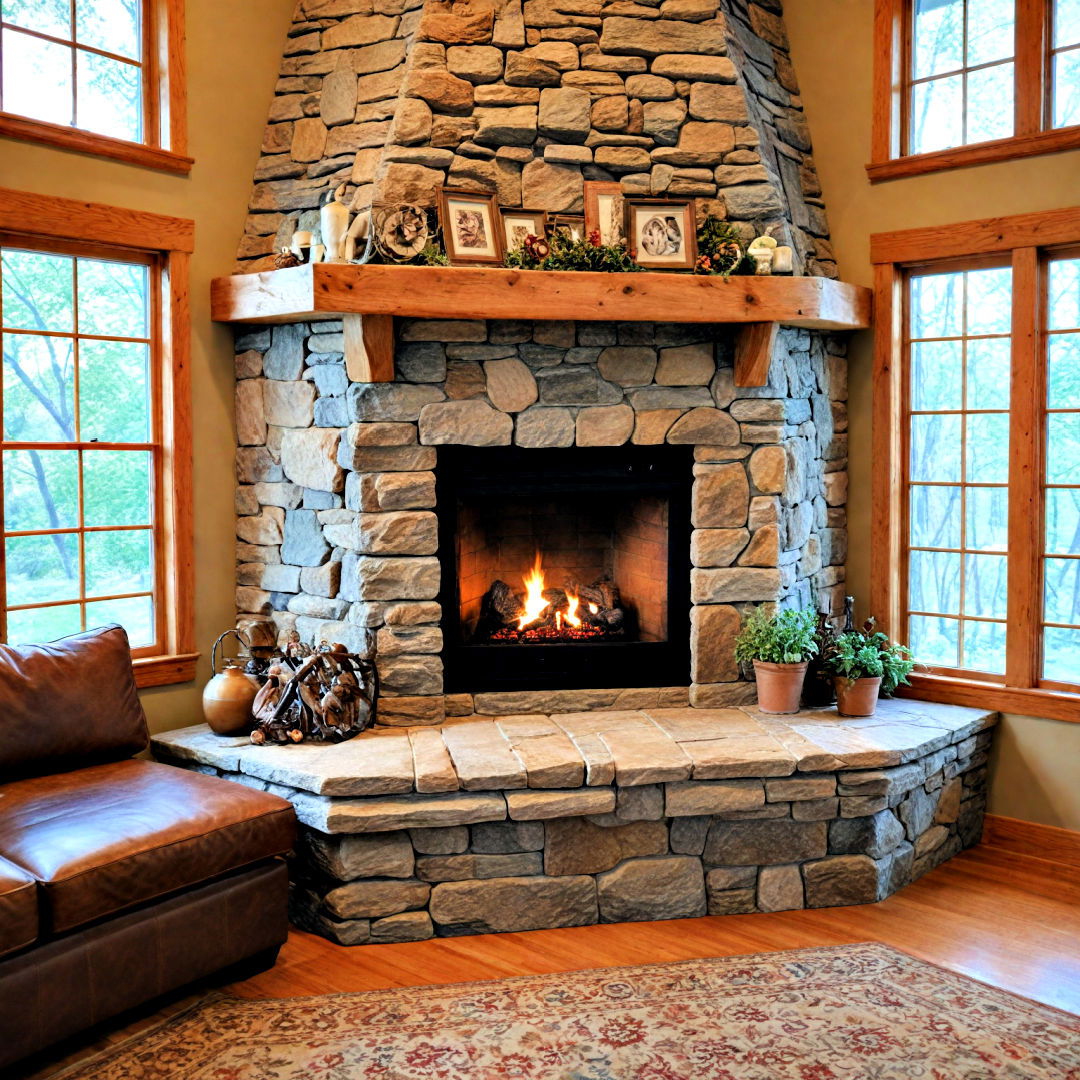 durable stone corner fireplace - 25 Corner Fireplace Ideas