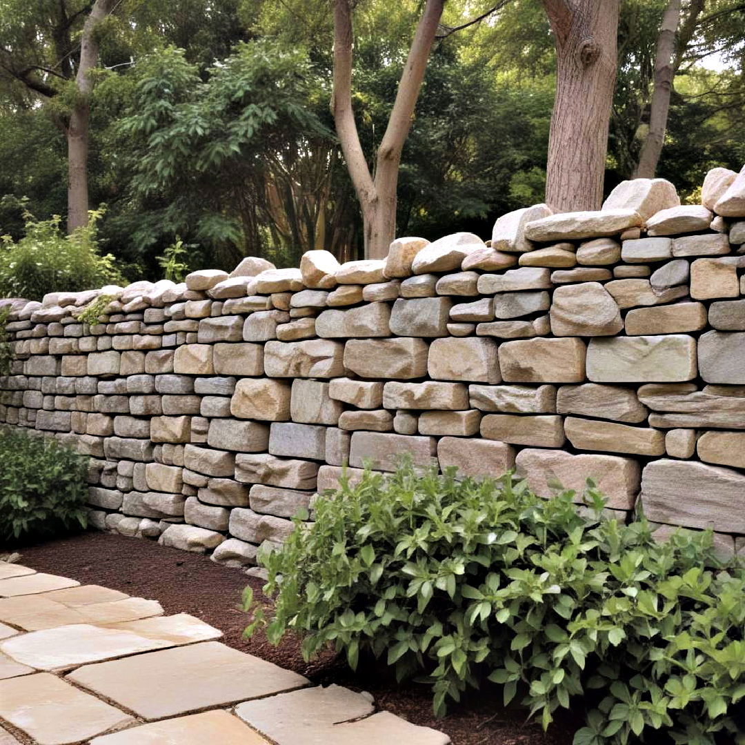 durable stone fence - 25 Backyard Fence Ideas
