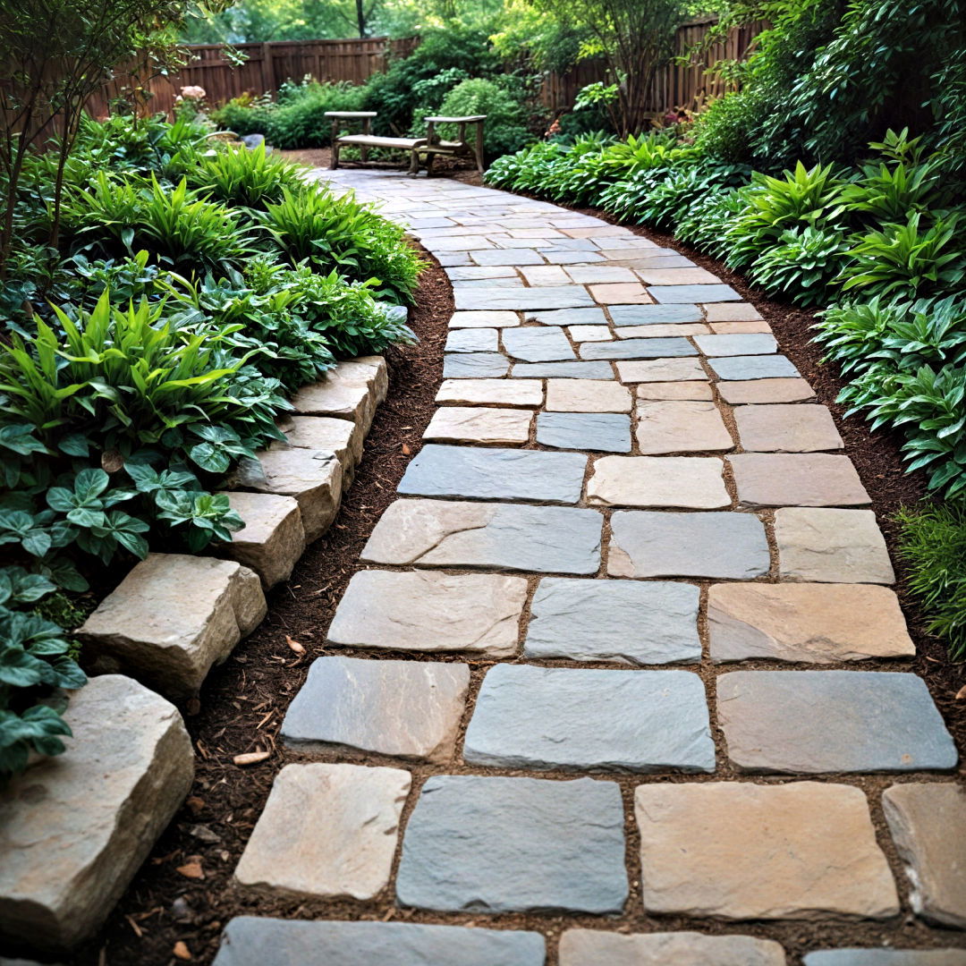 durable stone veneer pathway - 40 Backyard Walkway Ideas